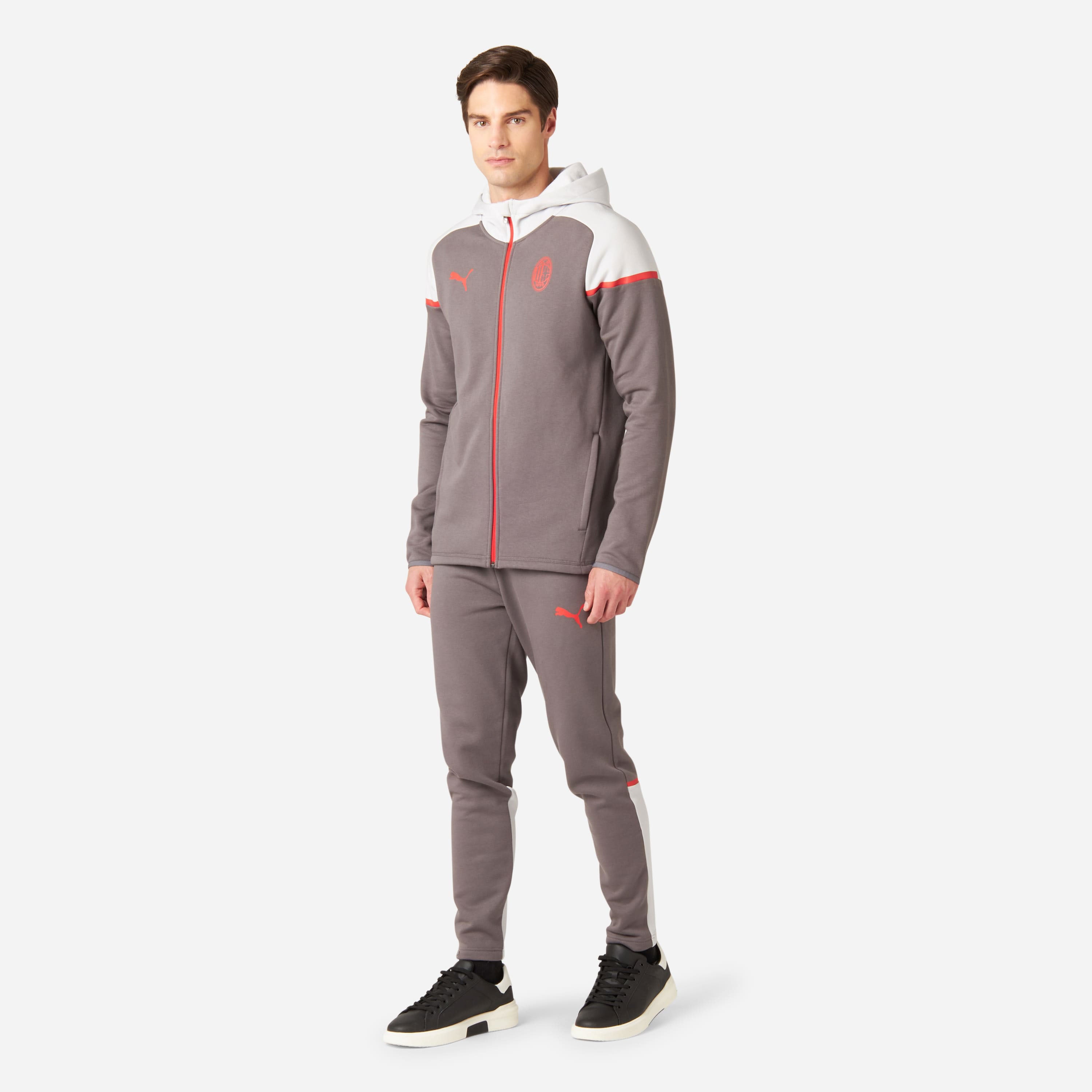 FELPA MILAN CASUALS 2023/24 CON ZIP E CAPPUCCIO